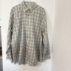 L.L. Bean Men's Traditional Fit Tan Plaid Shirt Long Sleeve Size XL 288292
